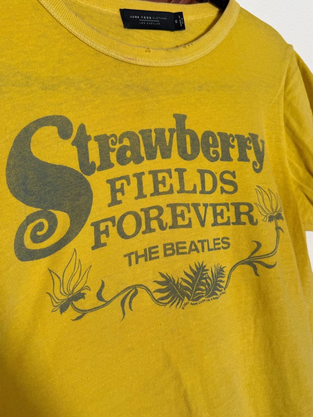 Junk Food Clothing Yellow "Strawberry Fields Forever" Tee - Picture 2 of 4